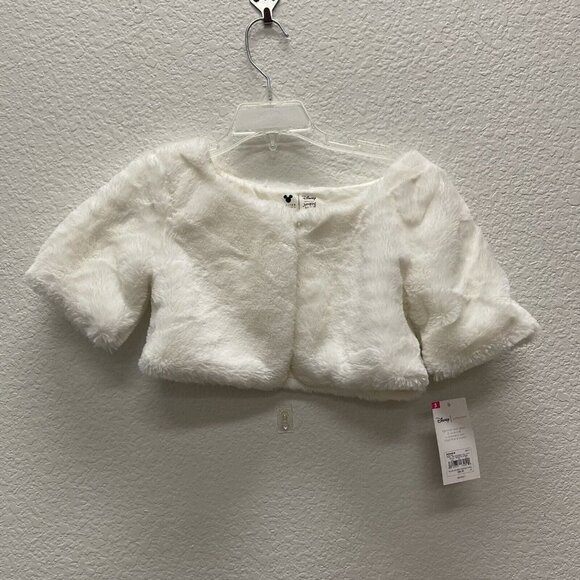 NWT Disney Jumping Beans SIze 5 Bolero Jacket Cape Holiday Ivory Faux Fur Shrug